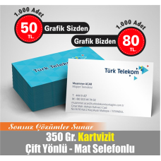 ÇİFT TARAFLI 4 RENK BASKILI MAT SELEFONLU KARTVİZİT