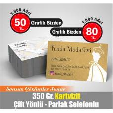 ÇİFT TARAFLI 4 RENK BASKILI PARLAK SELEFONLU KARTVİZİT